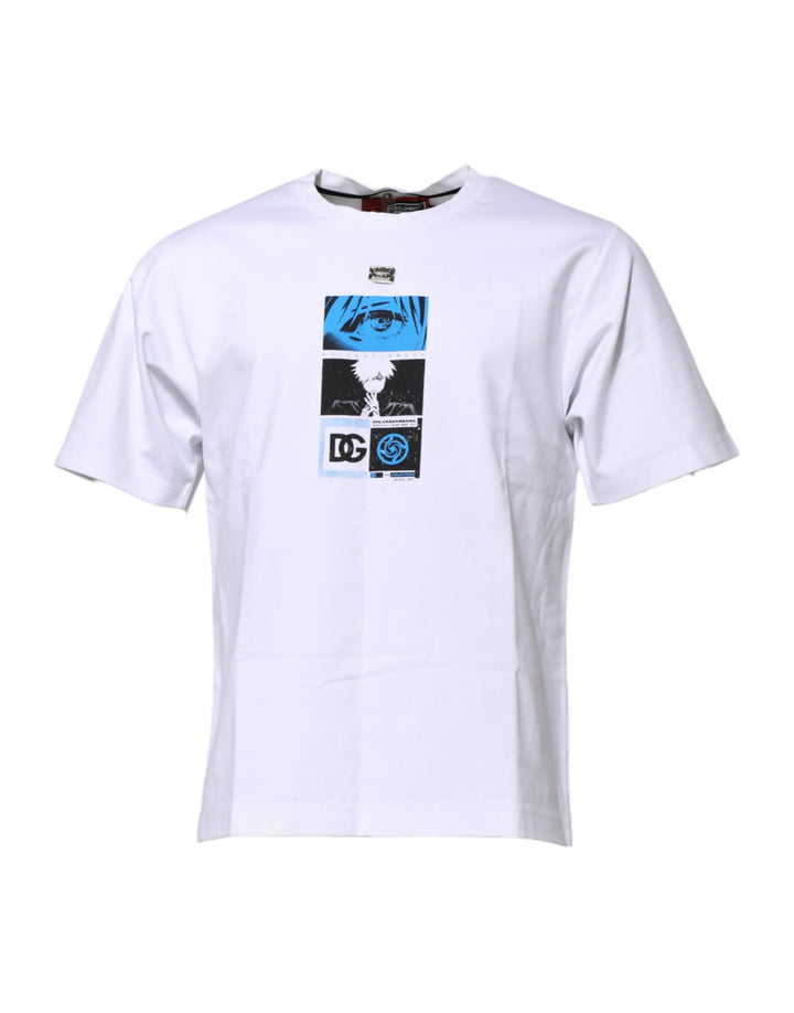 Dolce &amp; Gabbana White Cotton Crew Neck Graphic Print T-shirt