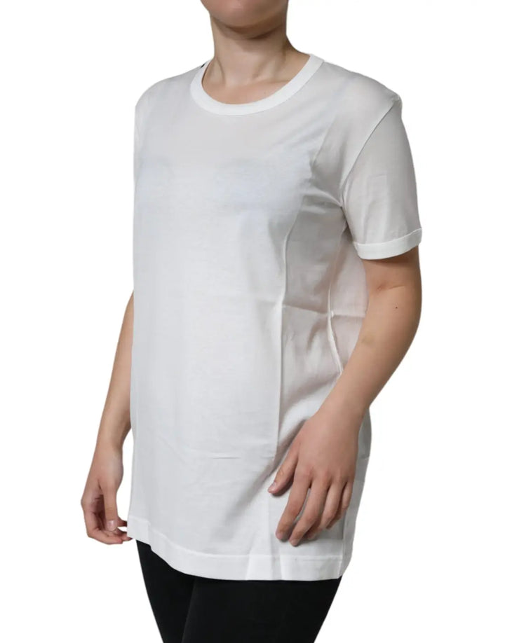 Dolce &amp; Gabbana White Cotton Crew Neck Short Sleeve T-shirt