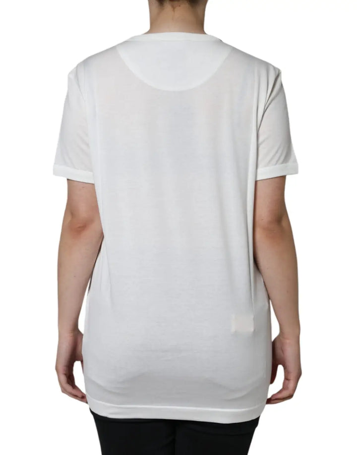 Dolce &amp; Gabbana White Cotton Crew Neck Short Sleeve T-shirt