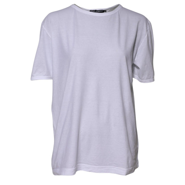 Dolce & Gabbana T-Shirts - White Cotton Crew Neck Short Sleeves T-shirt