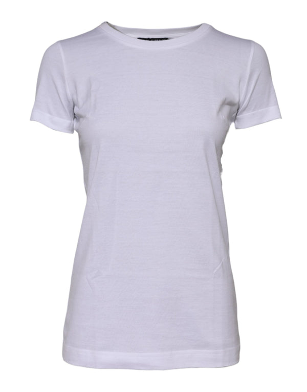 Dolce & Gabbana T-Shirts - White Cotton Crew Neck Short Sleeves T-shirt
