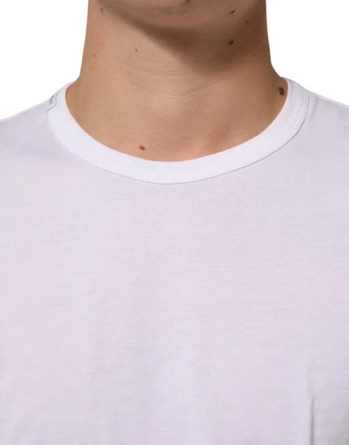 Dolce & Gabbana White Cotton Crew Neck Short Sleeves T-shirt