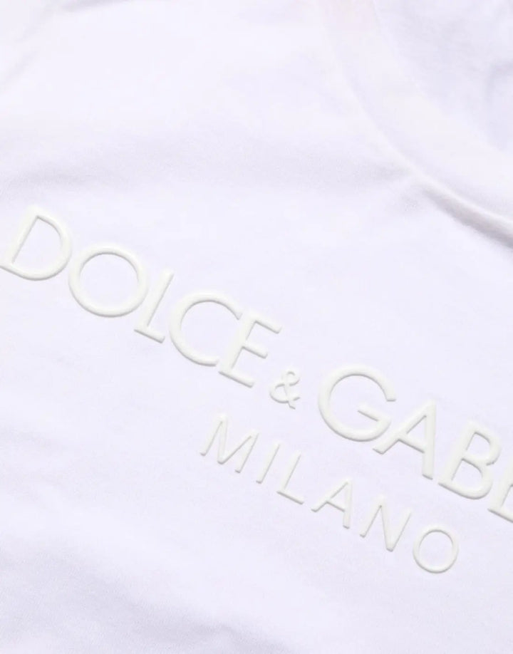 Dolce &amp; Gabbana White Cotton Crew Neck Short Sleeves T-shirt