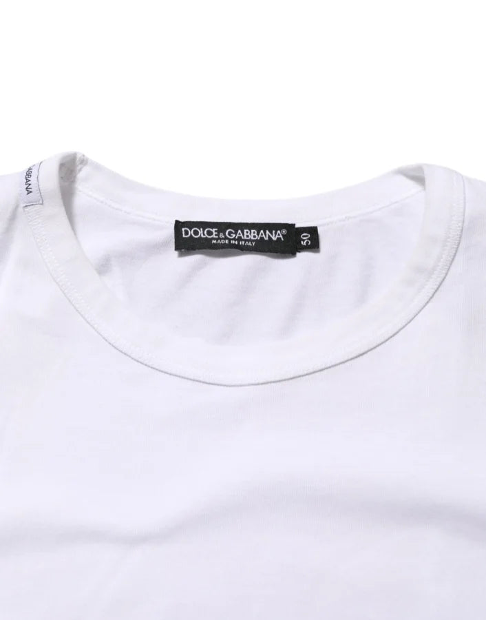 Dolce & Gabbana White Cotton Crew Neck Short Sleeves T-shirt