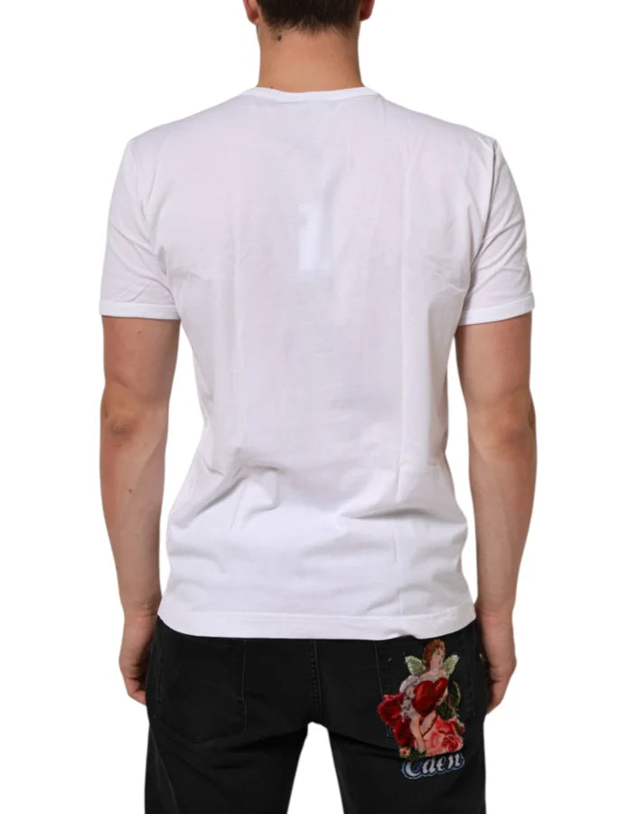 Dolce & Gabbana White Cotton Crew Neck Short Sleeves T-shirt