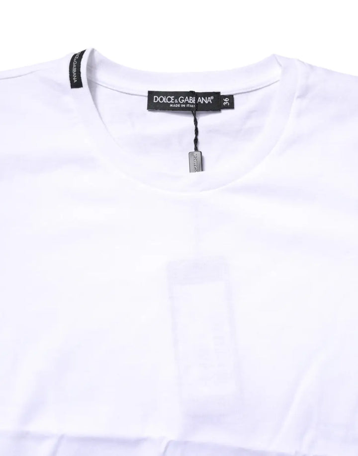 Dolce &amp; Gabbana White Cotton Crew Neck Short Sleeves T-shirt