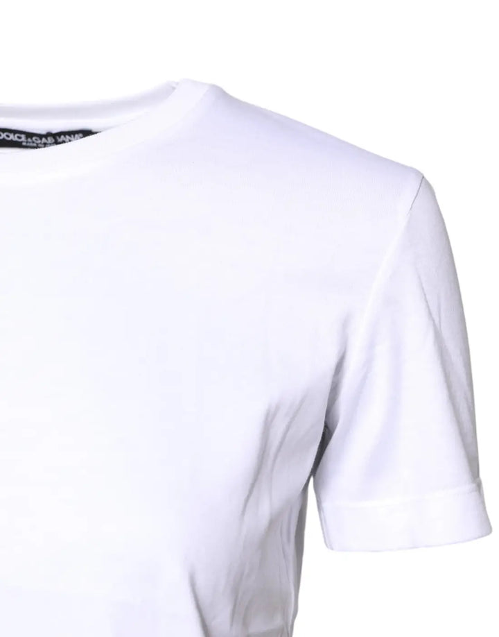 Dolce &amp; Gabbana White Cotton Crew Neck Short Sleeves T-shirt