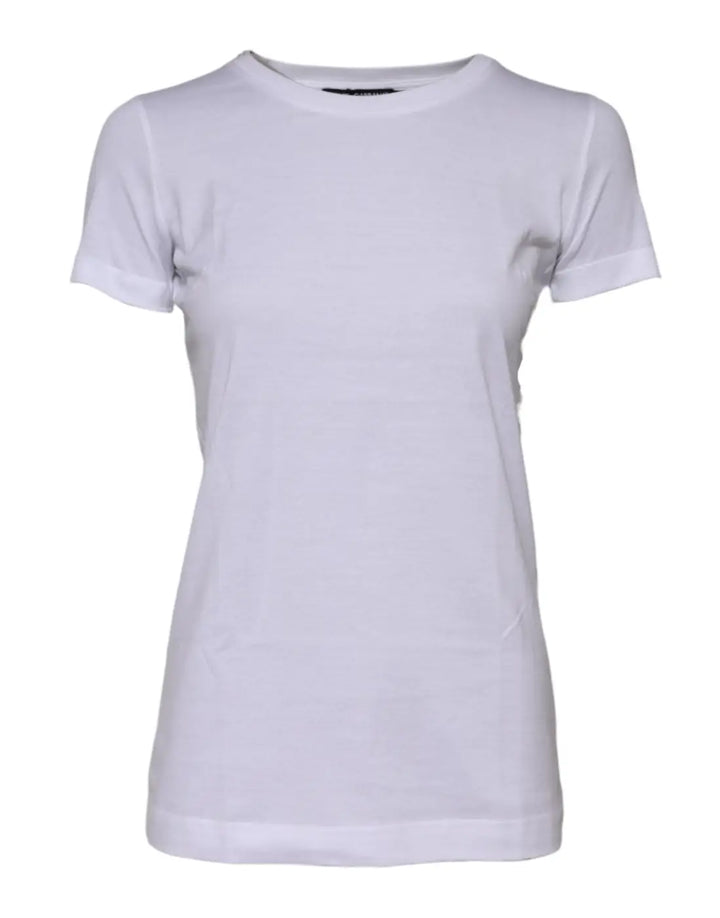 Dolce &amp; Gabbana White Cotton Crew Neck Short Sleeves T-shirt