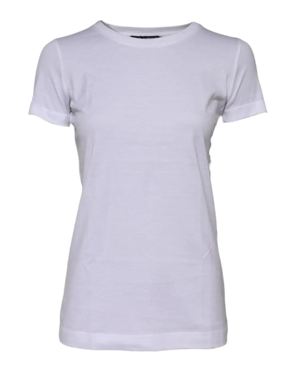 Dolce & Gabbana White Cotton Crew Neck Short Sleeves T-shirt