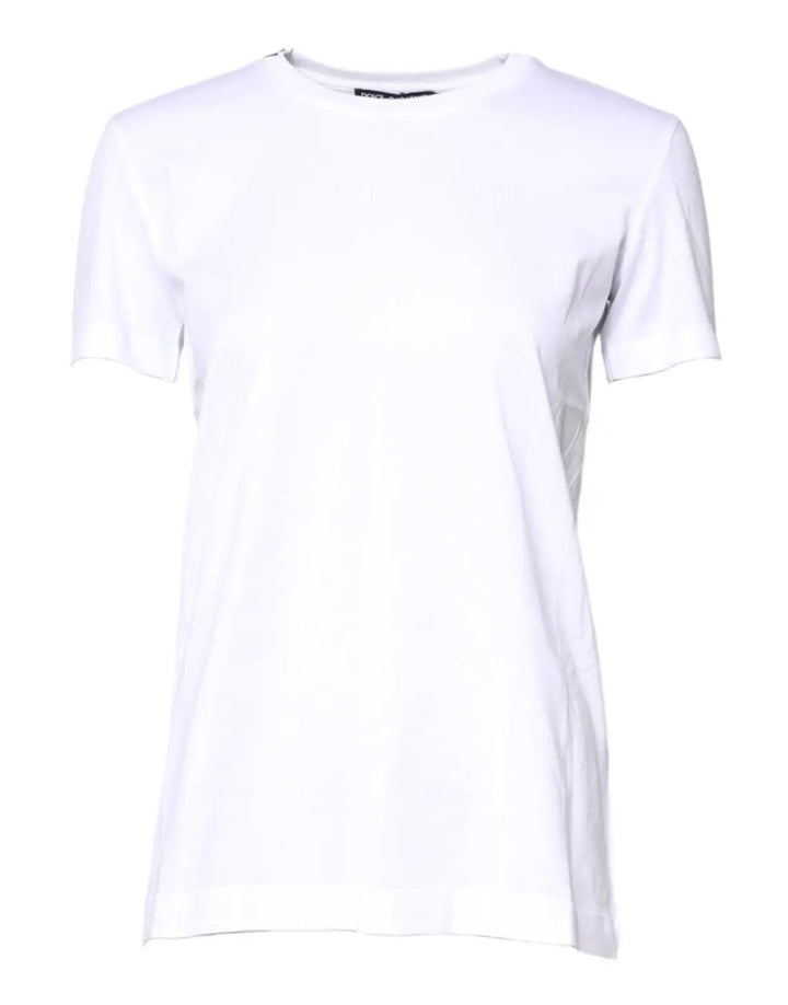 Dolce &amp; Gabbana White Cotton Crew Neck Short Sleeves T-shirt