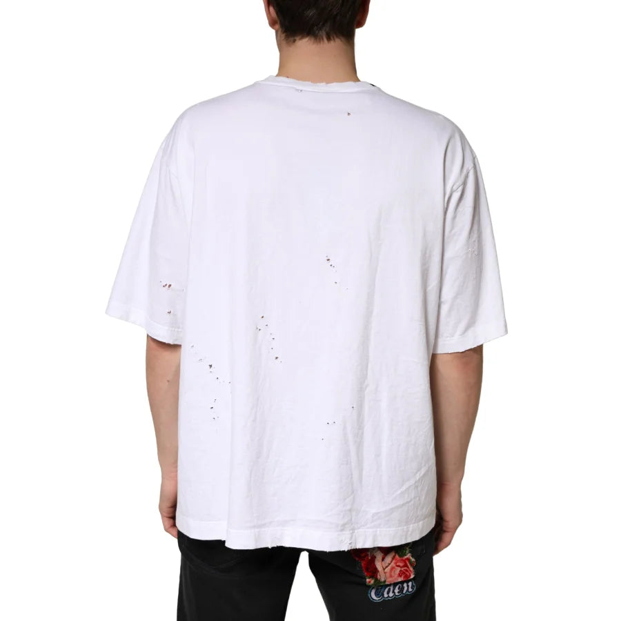 Dolce &amp; Gabbana White Cotton Crewneck Short Sleeve T-Shirt