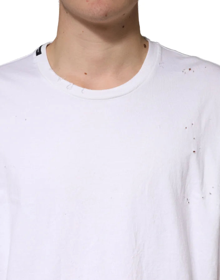 Dolce &amp; Gabbana White Cotton Crewneck Short Sleeve T-Shirt