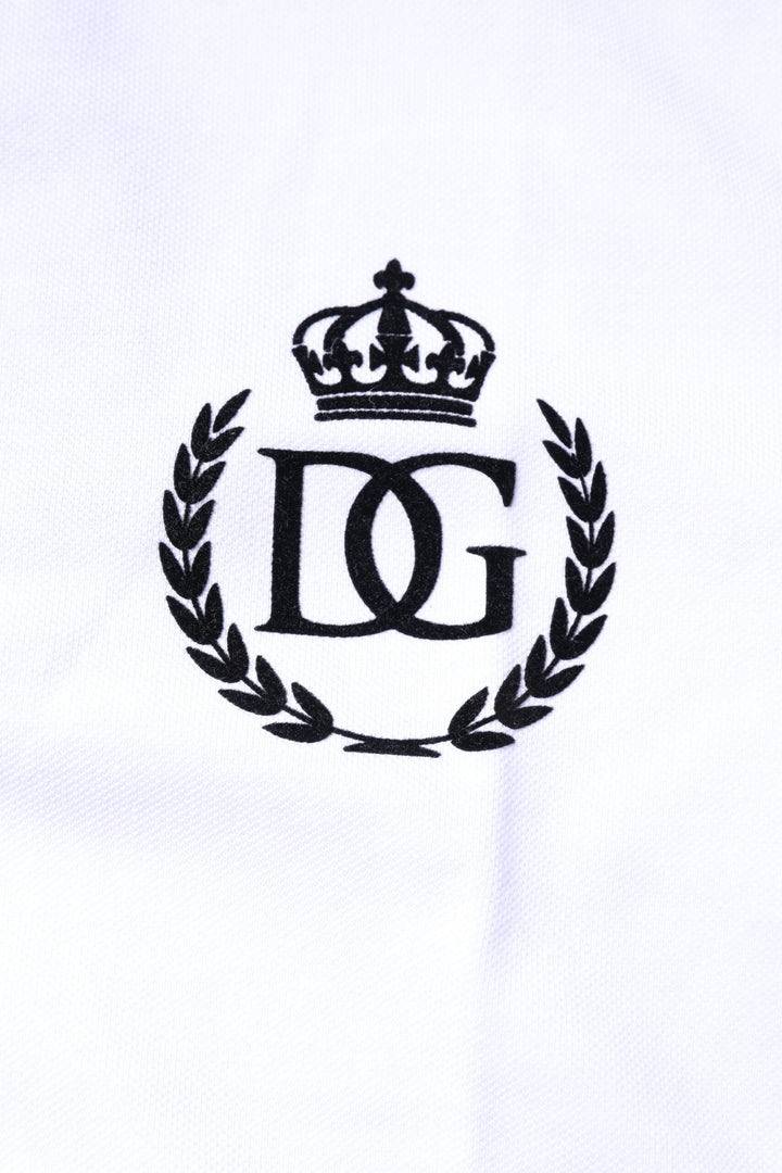 Dolce &amp; Gabbana White Cotton Crown Collared Men Polo T-shirt