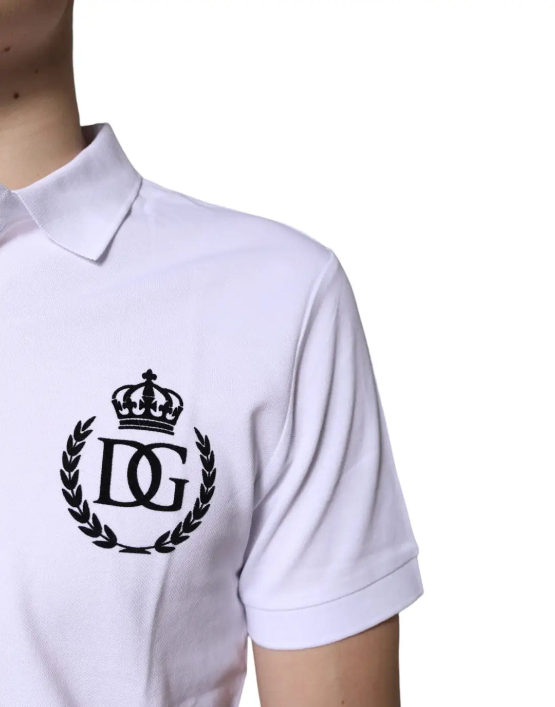Dolce &amp; Gabbana White Cotton Crown Collared Men Polo T-shirt