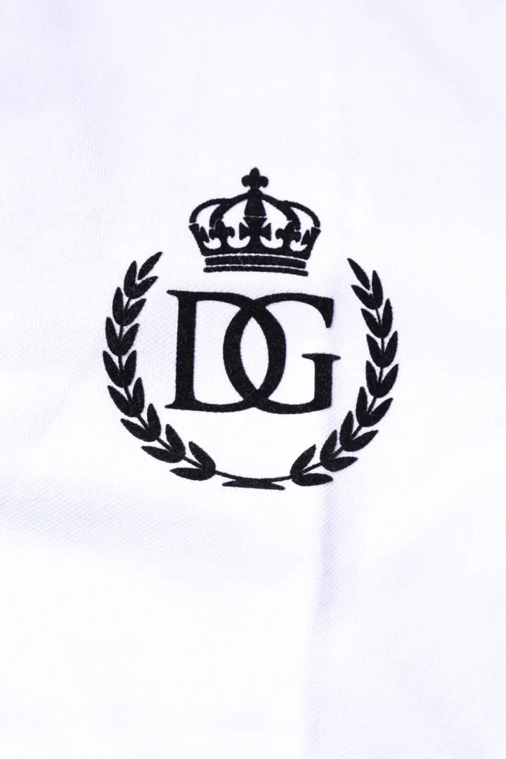 Dolce &amp; Gabbana White Cotton Crown Collared Men Polo T-shirt