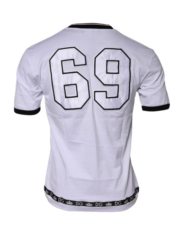 Dolce &amp; Gabbana White Cotton Crown King Embroidery T-shirt