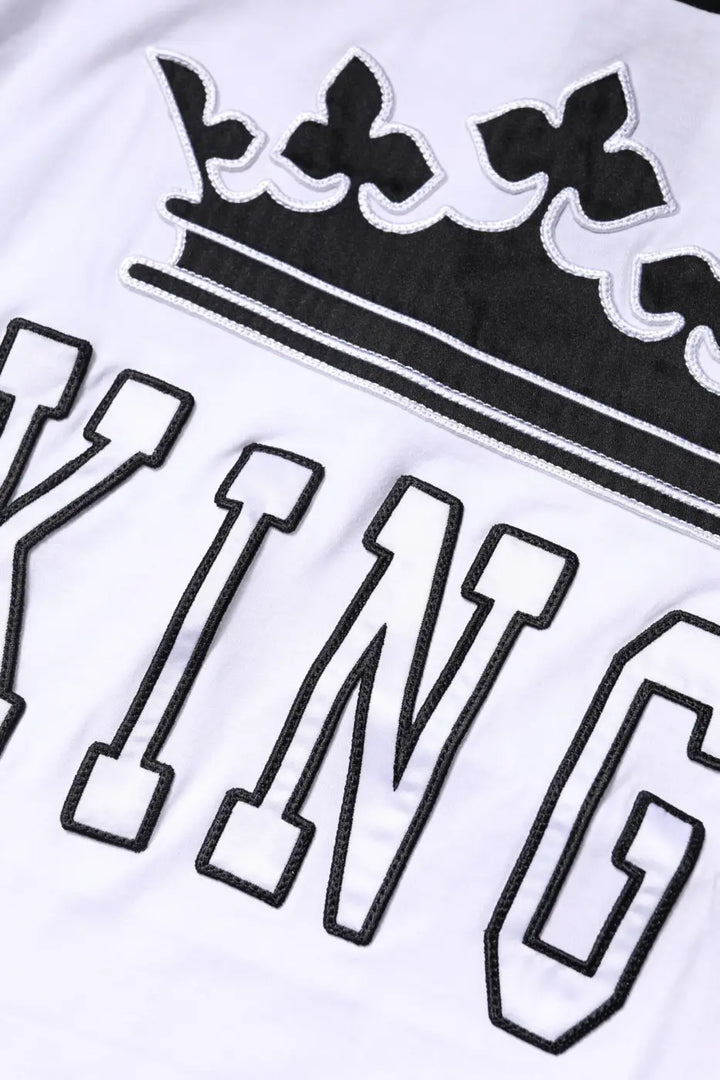 Dolce &amp; Gabbana White Cotton Crown King Embroidery T-shirt