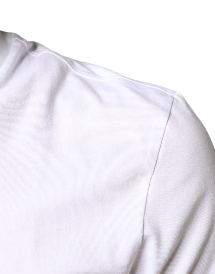 Dolce &amp; Gabbana White Cotton Dg Applique Casual T-shirt