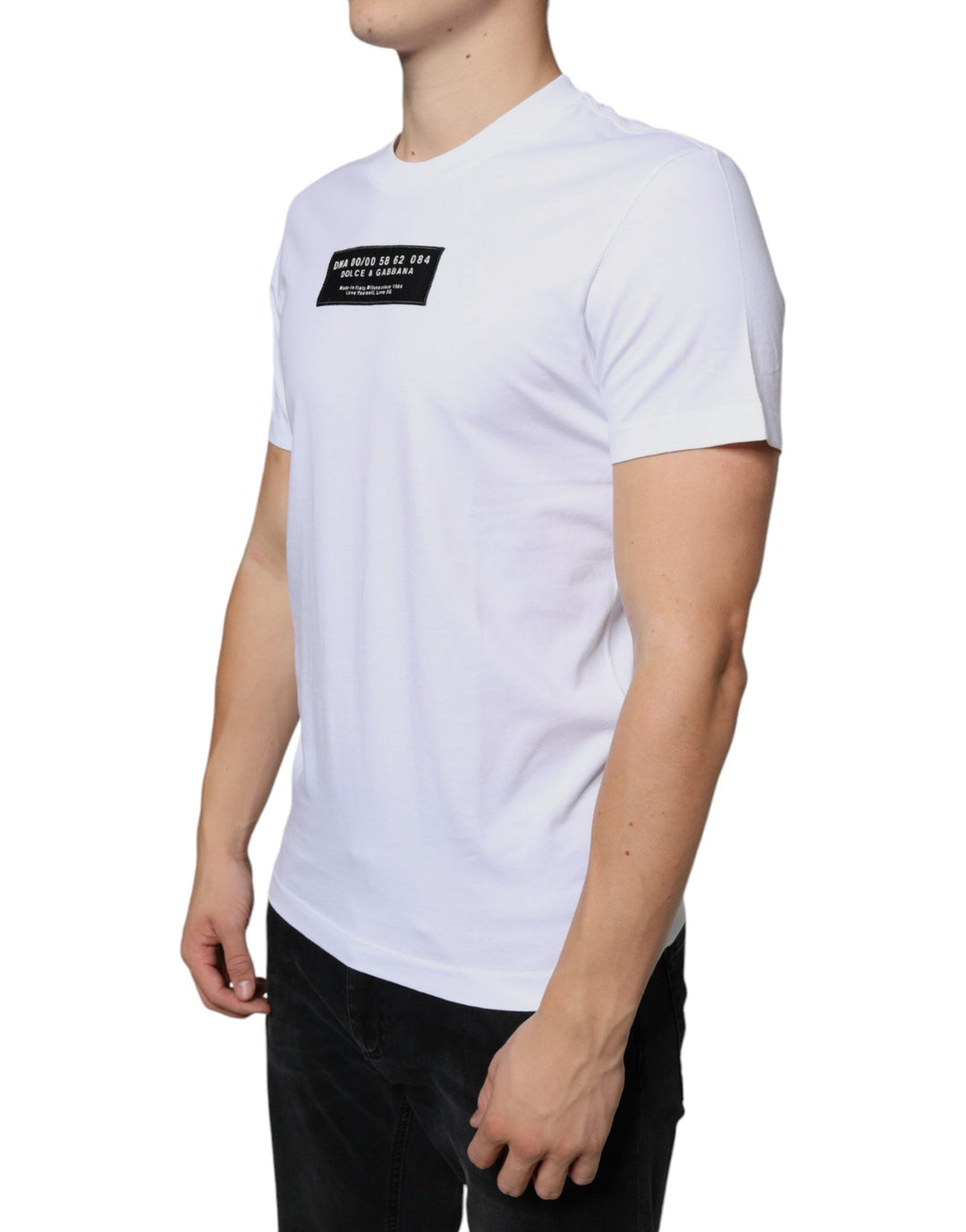Dolce &amp; Gabbana White Cotton Dg Applique Casual T-shirt