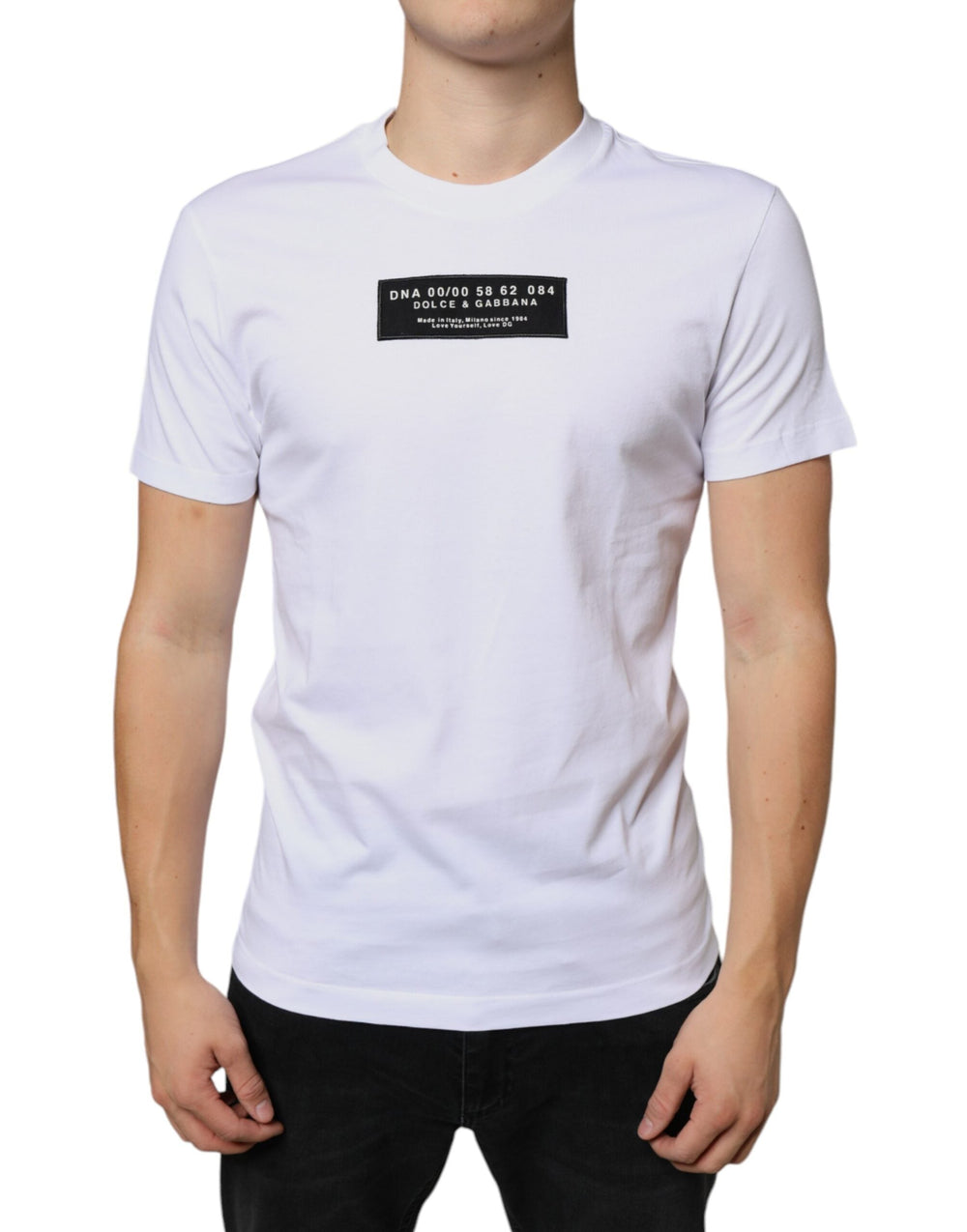 Dolce & Gabbana White Cotton Dg Applique Casual T-shirt