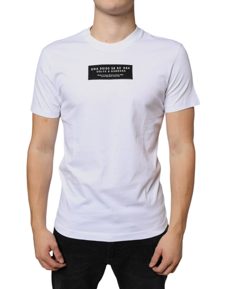 Dolce &amp; Gabbana White Cotton Dg Applique Casual T-shirt