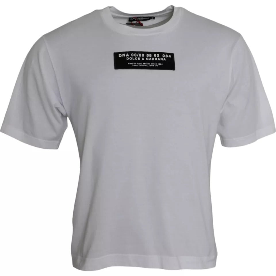 Dolce & Gabbana White Cotton Dg Applique Men Casual T-shirt
