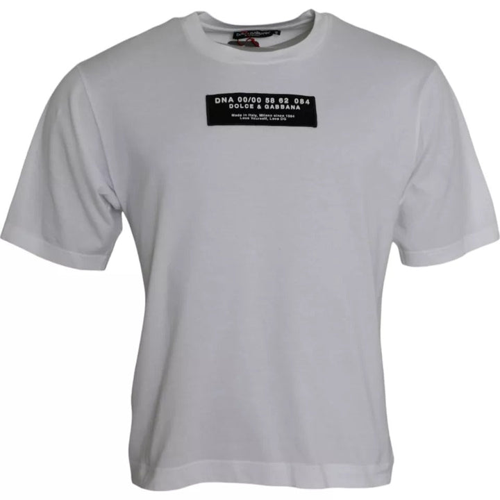 Dolce &amp; Gabbana White Cotton Dg Applique Men Casual T-shirt