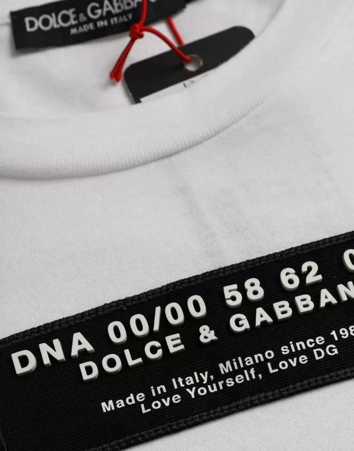 Dolce &amp; Gabbana White Cotton Dg Applique Men Casual T-shirt