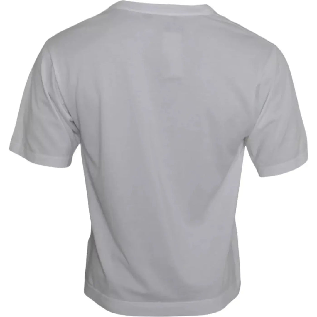 Dolce &amp; Gabbana White Cotton DG Applique Men Casual T-shirt