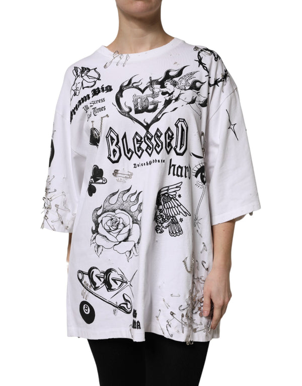 Dolce & Gabbana - White Cotton DG BLESSED Printed T-shirt