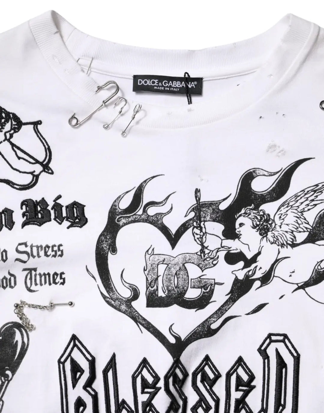 Dolce &amp; Gabbana White Cotton DG BLESSED Printed T-shirt