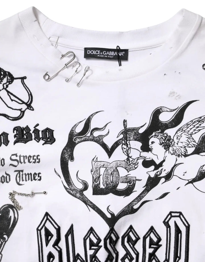 Dolce &amp; Gabbana White Cotton DG BLESSED Printed T-shirt