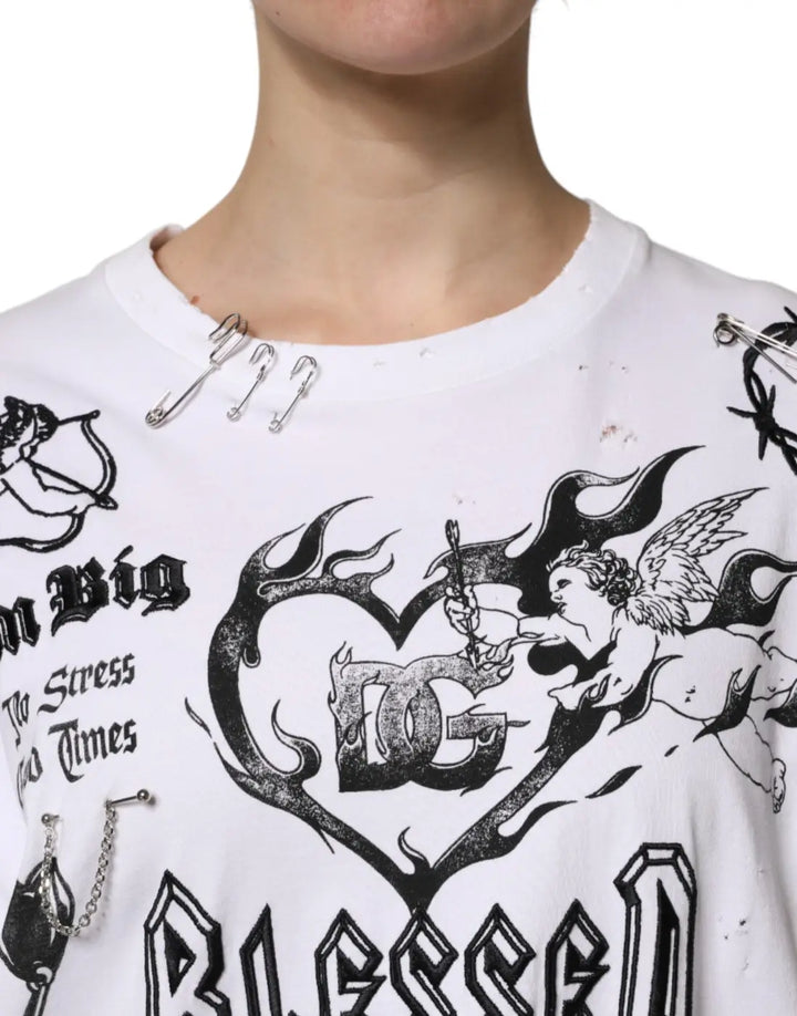 Dolce &amp; Gabbana White Cotton DG BLESSED Printed T-shirt