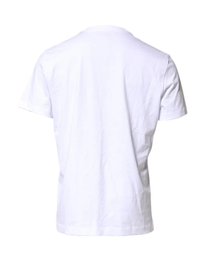 Dolce &amp; Gabbana White Cotton DG Logo Embroidery Men T-shirt