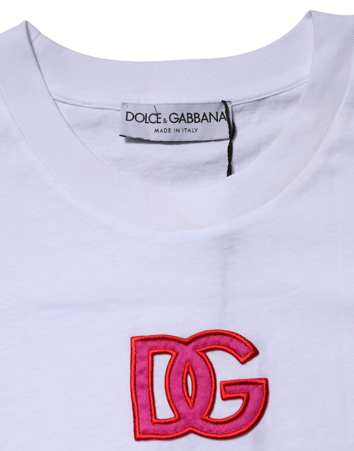 Dolce &amp; Gabbana - White Cotton DG Logo Embroidery Top T-shirt