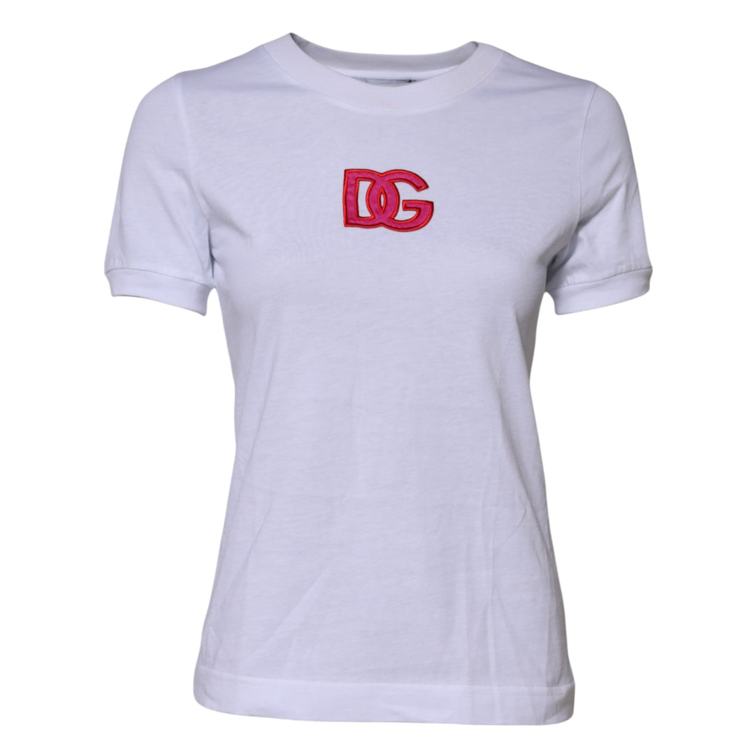 Dolce &amp; Gabbana - White Cotton DG Logo Embroidery Top T-shirt