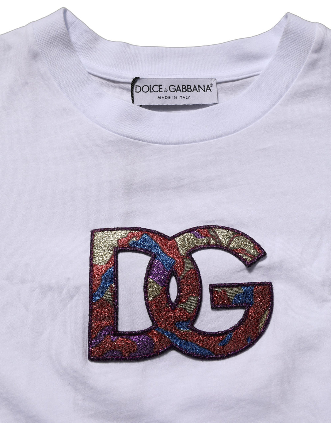 Dolce &amp; Gabbana - White Cotton DG Logo Patch Crew Neck T-shirt