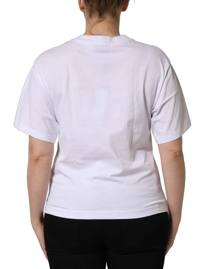 Dolce &amp; Gabbana White Cotton DG Logo Patch Crew Neck T-shirt