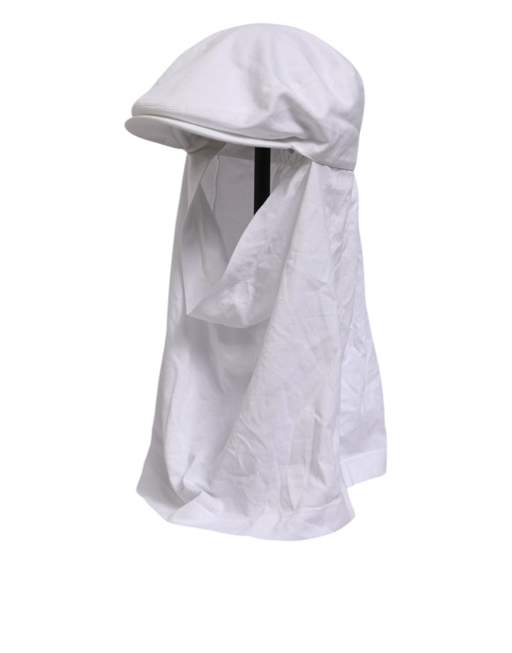 Dolce &amp; Gabbana White Cotton Dg Logo Plaque Baseball Balaclava Hat