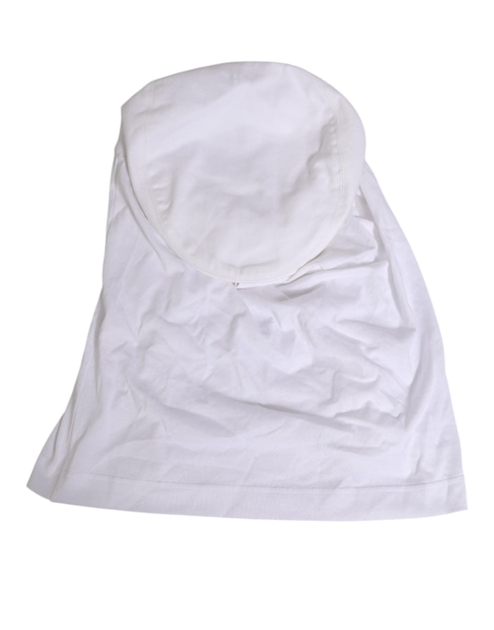 Dolce &amp; Gabbana White Cotton Dg Logo Plaque Baseball Balaclava Hat