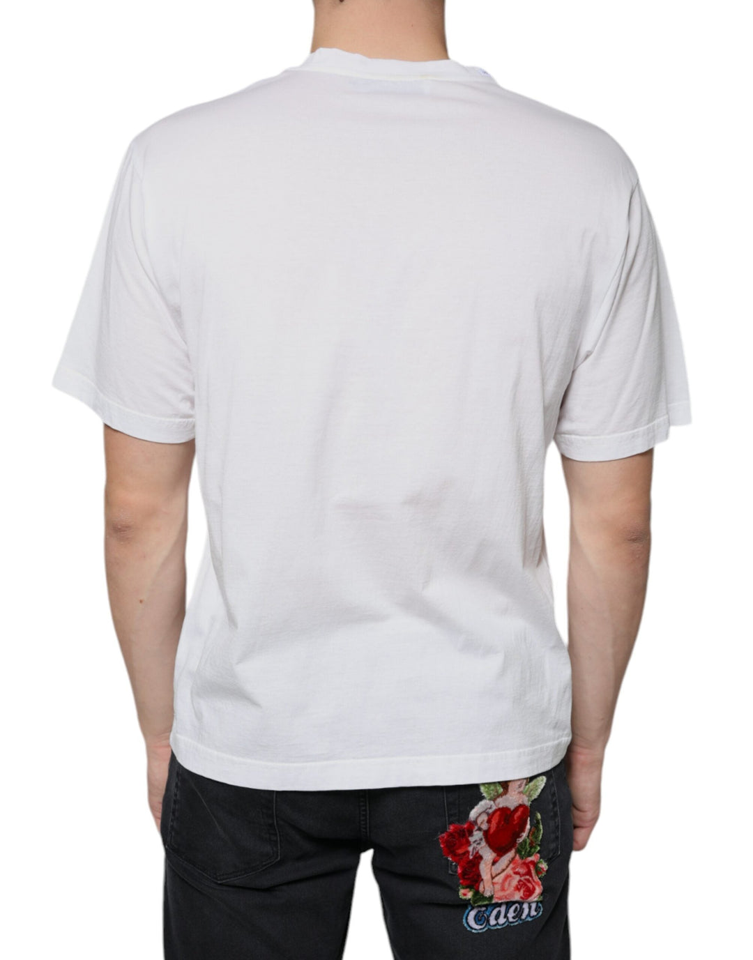 Dolce &amp; Gabbana White Cotton Dg Logo Print Casual T-shirt