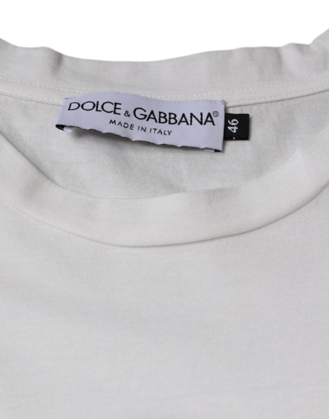 Dolce &amp; Gabbana White Cotton Dg Logo Print Casual T-shirt