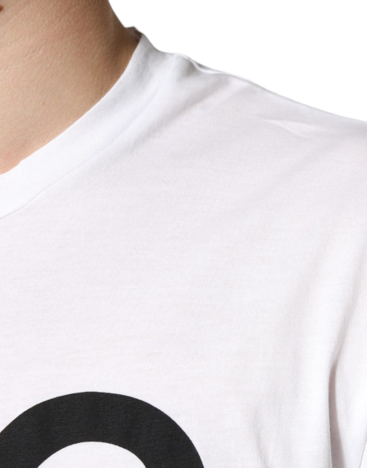 Dolce &amp; Gabbana White Cotton Dg Logo Print Casual T-shirt