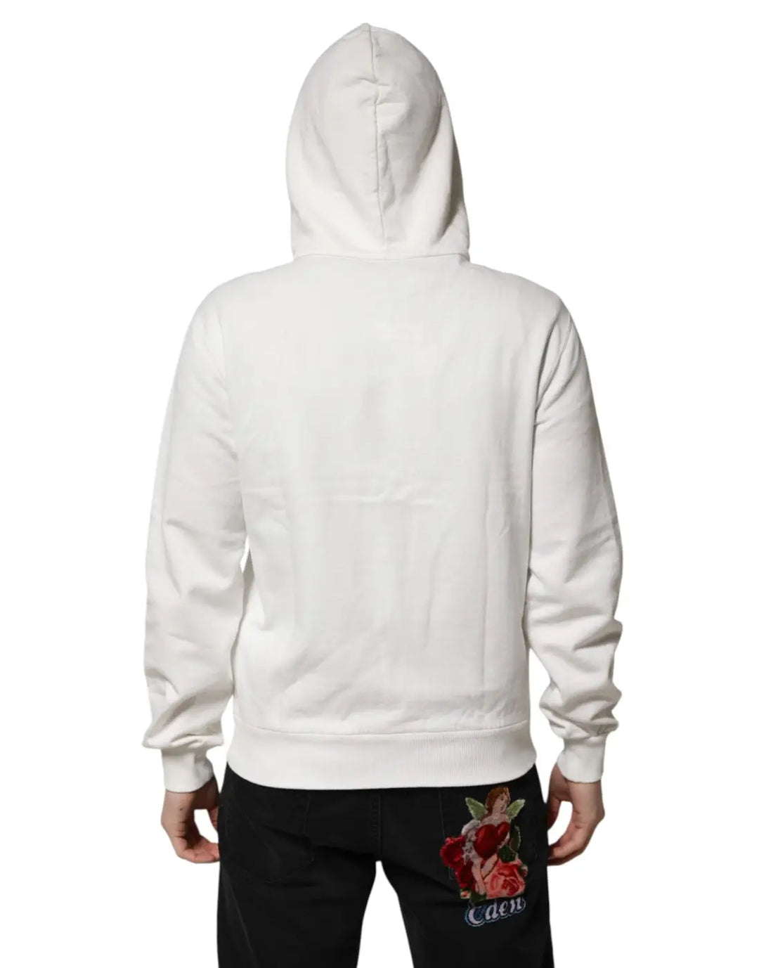 Dolce &amp; Gabbana White Cotton DG ROYAL Print Hooded Sweater