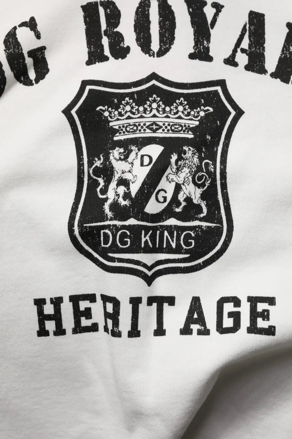 Dolce &amp; Gabbana White Cotton DG ROYAL Print Hooded Sweater