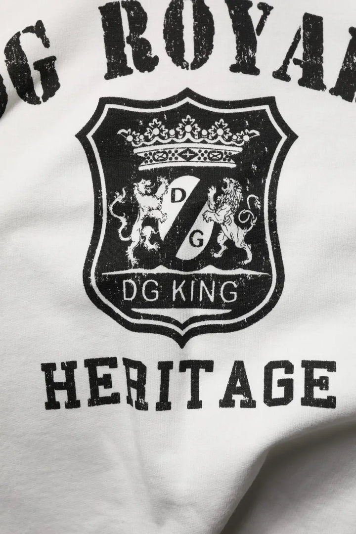Dolce &amp; Gabbana White Cotton DG ROYAL Print Hooded Sweater