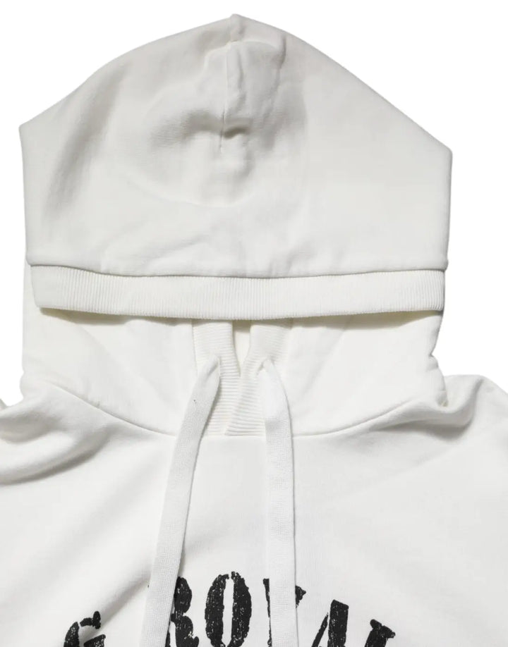 Dolce &amp; Gabbana White Cotton DG ROYAL Print Hooded Sweater