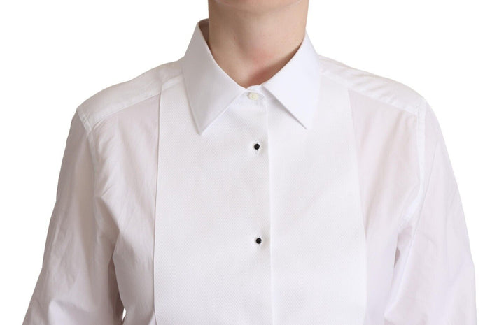 Dolce &amp; Gabbana Shirts - White Cotton Dress Collared Long Sleeves Shirt Top