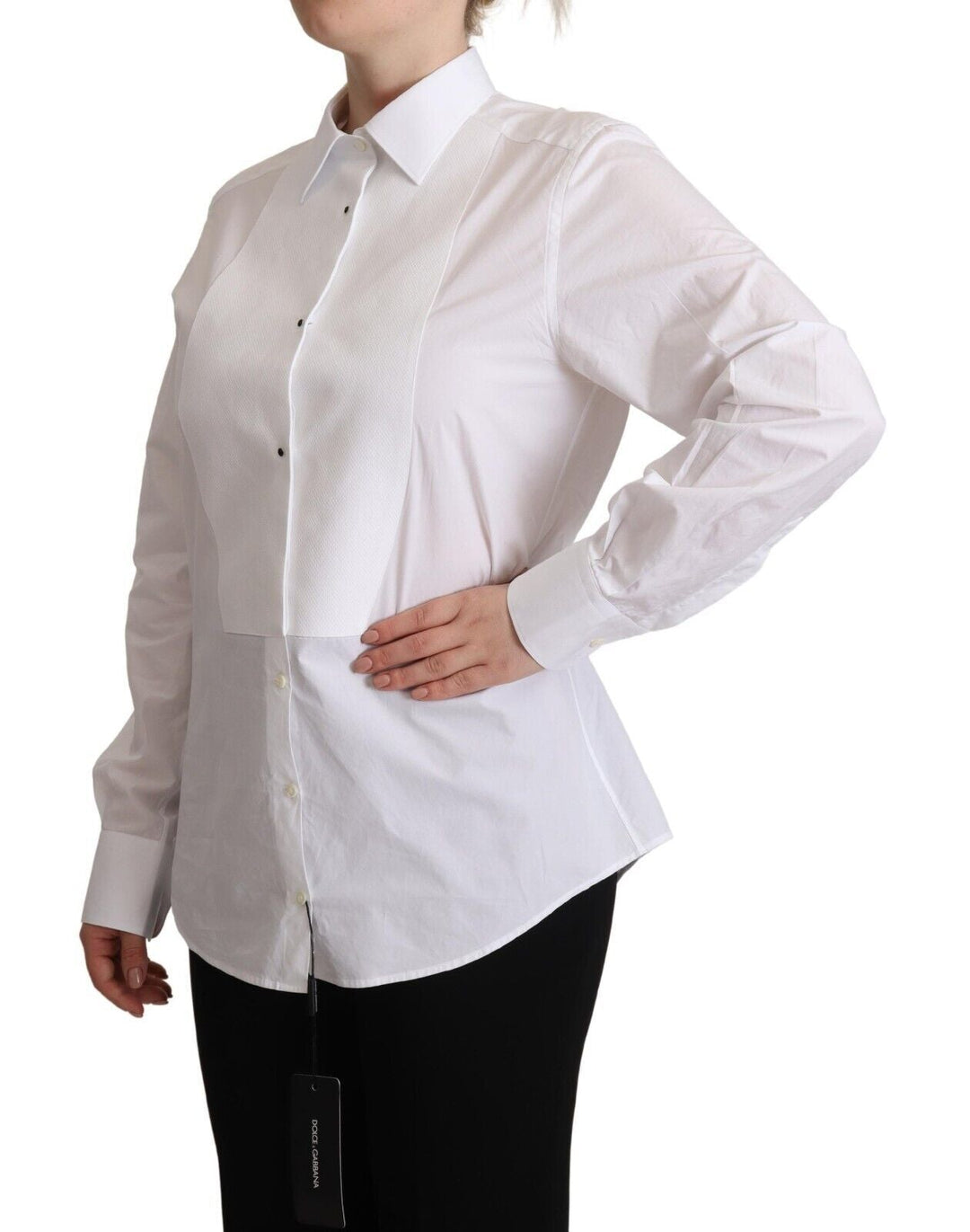 Dolce &amp; Gabbana Shirts - White Cotton Dress Collared Long Sleeves Shirt Top
