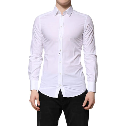 Dolce & Gabbana White Cotton Dress Shirt with Long Sleeves